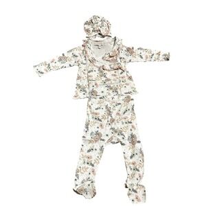 Rachel Zoe Floral‎ Outfit Set Ruffle Trim Footed Pants Headband 6M